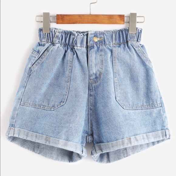 light wash high waisted shorts